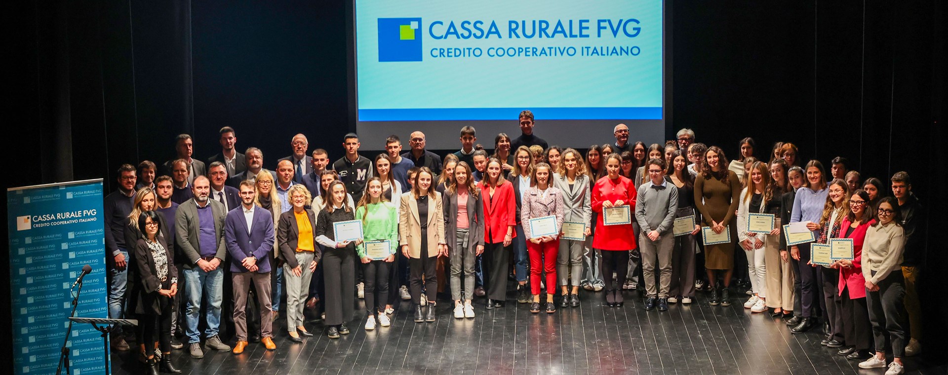 Gli studenti più bravi premiati da Cassa Rurale FVG, in 70 sul palco di Gradisca 